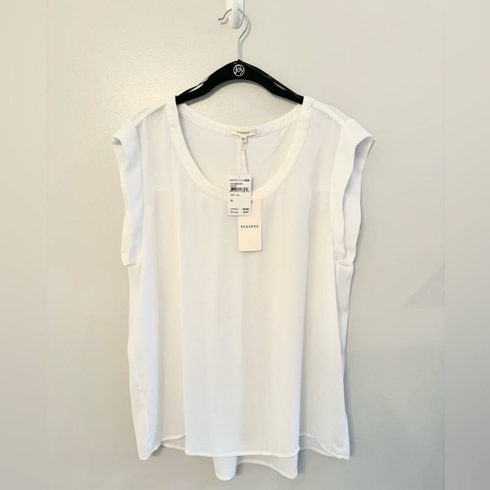 Nordstrom Pleione White Short Sleeve Blouse Top - Size XL - New With Tags